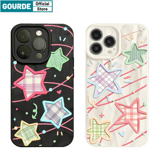 Gourde ốp lưng iphone coquette hàn quốc ngôi sao màu họa tiết ốp điện thoại silicon đen trắng mềm cao cấp chống sốc cho iphone 15 14 12 13 11 pro max ip 7 8 plus iphon x xs xr xsmax