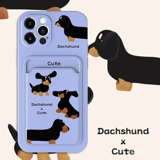 Phong Cách Hàn Quốc Dachshund Dog Apple 15 Vỏ Điện Thoại 12 / 13 Hộp Đựng Thẻ 11 / 14 Hộp Đựng Thẻ xr Vỏ Mềm xsmax Hộp Đựng Thẻ LIWM
