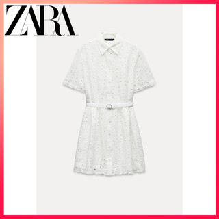 ZARA Váy ngắn tay thêu rỗng ZW series ZW mới dành cho nữ