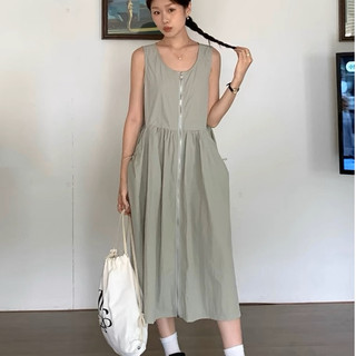 Hàn Quốc sang trọng Mùa hè Retro Niche Dây rút Eo hẹp Ôm Hơn Nhìn Túi Lớn Dây Kéo Phong Cách Hàng Hóa Áo Vest Đầm Nữ