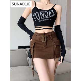 SUNAIXUE Chân váy chân váy dài Korean Vintage INS Trendy WSQ2470LBE 30Z240725