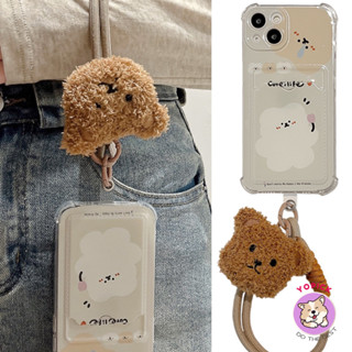 Coulp Girl Gấu Dễ Thương Dây Đeo Tay Ốp Lưng Điện Thoại IPhone 11 12 13Mini 13Pro Max 14Plus XR XS Max 6 7 8 Plus SE2020 IPhone 15ProMax Thẻ Vỏ Điện Thoại Dây Treo KB