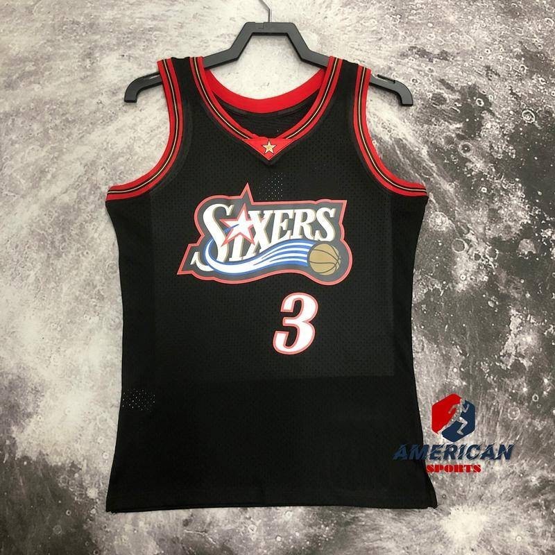 Áo bóng rổ nam Philadelphia 76ers Allen Iverson màu đen