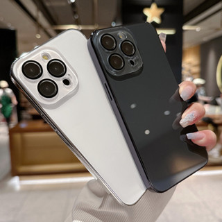 Sang Trọng Mạ Kính Cường Lực Bóng Mịn Ốp Lưng Cho iPhone 12 13 14 15 Pro Max Ống Kính Bảo Vệ Camera Chống Sốc Ốp Lưng
