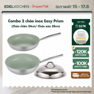 Combo 2 chảo inox Edelkochen Easy Prism - Màu Eco Green