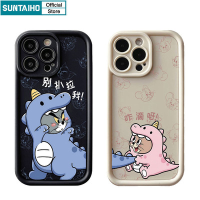 Suntaiho Ngộ nghĩnh Vỏ Khủng Long Mèo Họa Tiết Chuột Ốp lưng Iphone 15 14 12 13 11 Pro Max IP 7 8 Plus Iphon X Xs XR Xs Max Silicone Mềm Cao Cấp Chống Sốc Ốp Lưng
