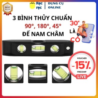 Thước Thủy có nam châm 2 Tấc - 3 bình thủy chuẩn đứng, ngang, nghiêng 45°