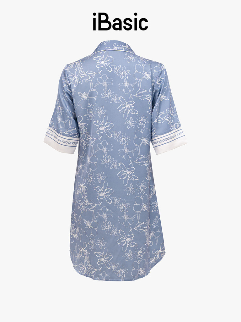 {Home pajamas} Đầm mặc nhà nữ tay lửng họa tiết iBasic SW066