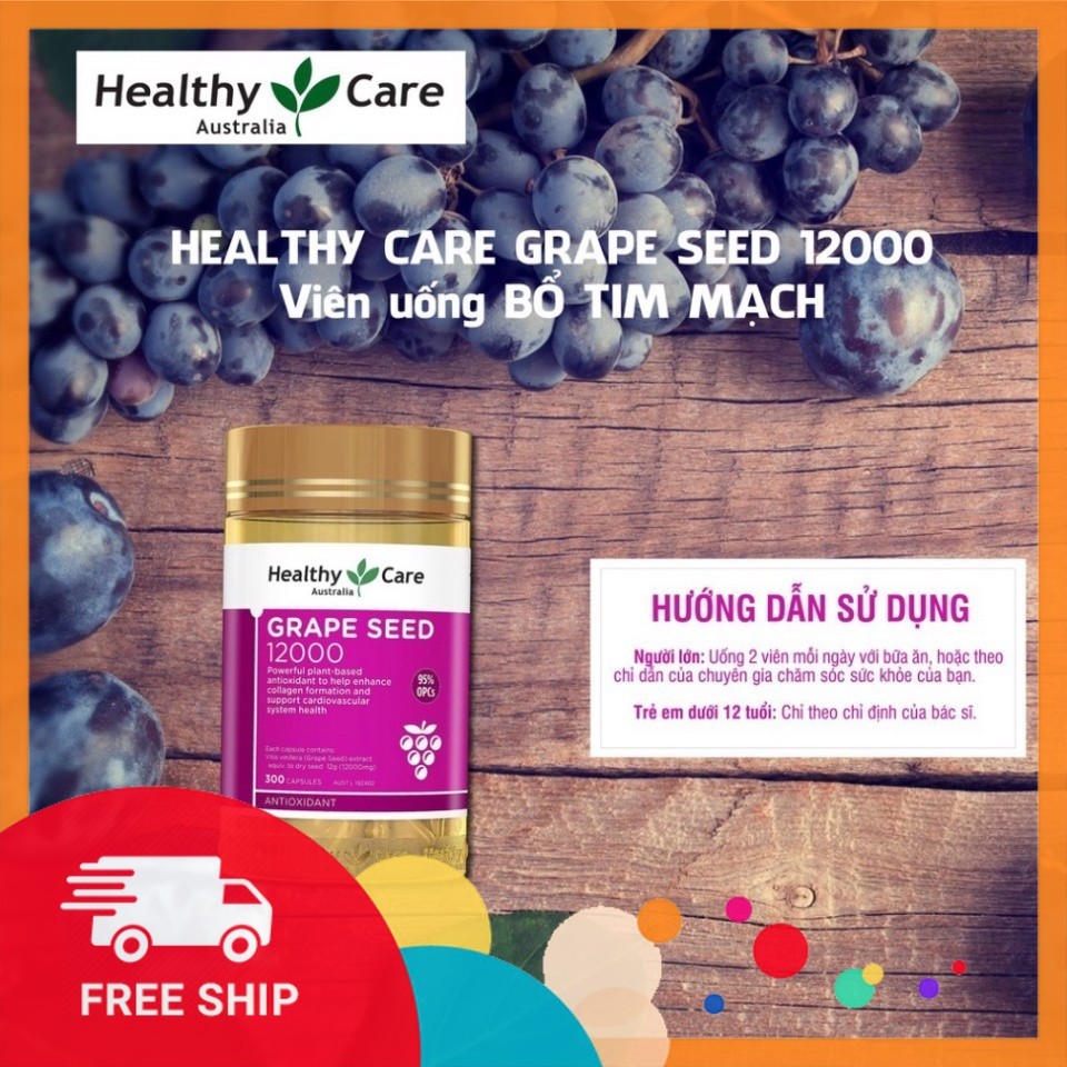 A1 Healthy Care Grape Seed 12000mg 300 viên tinh chất hạt nho bổ máu chống lão hoá da