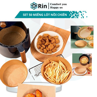 Set 50 Miếng Giấy Lót Nồi Chiên Hình Khuôn Bánh, Giấy Nến Vàng Khay Lót Nồi Chiên Không Dầu Đục Lỗ, Bộ Giấy Nến