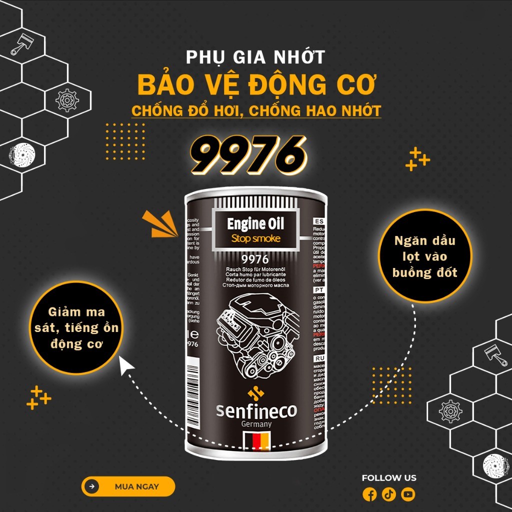 Phụ Gia Ổn Định Nhớt chống mài mòn động cơ xăng và dầu Senfineco Engine Oil Treatment 9976 300ml