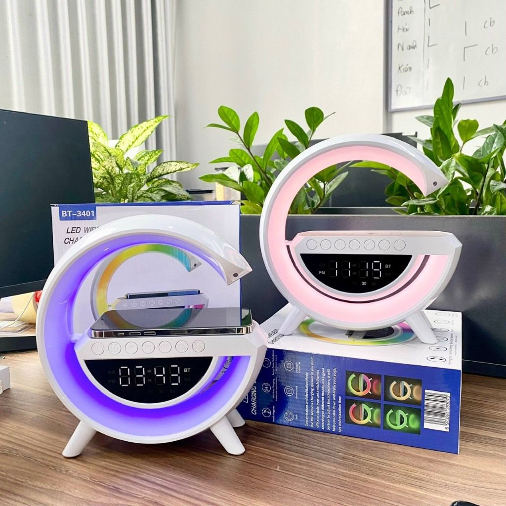 Loa Bluetooth BT-3401 chữ G - Có Đồng Hồ LED Tích Hợp Sạc Không Dây