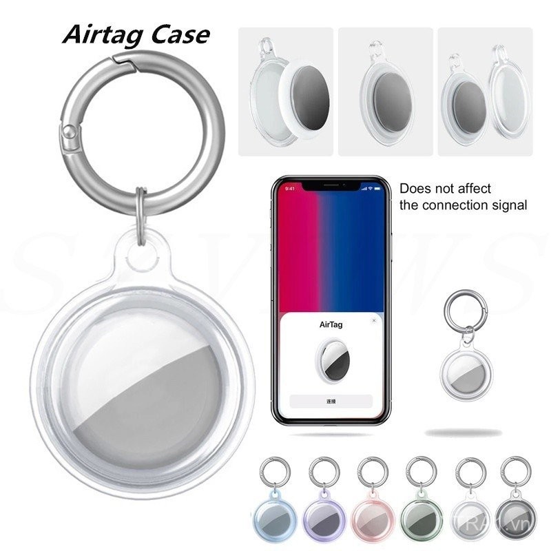 IPX8 không thấm nước airtag Keychain chủ trường hợp, airtag trường hợp, chống trầy xước, chống sốc, trọng lượng nhẹ, thích hợp cho hành lý, chìa khóa, vật nuôi và trẻ em của túi đi học (Rõ ràng)