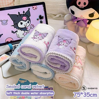 Shgd > 75 * 35cm Kawaii Sanrio Kuromi Khăn lông cừu san hô Anime My Melody Pochacco Cinnamoroll Khăn mặt dày thấm hút mới