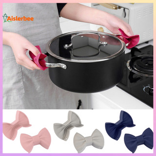 Aislerbee 1 Cặp Kẹp Đĩa Nóng Nơ Hình Silicon Chống bỏng Thoải Mái Cầm Nồi Kẹp Để Nấu Ăn