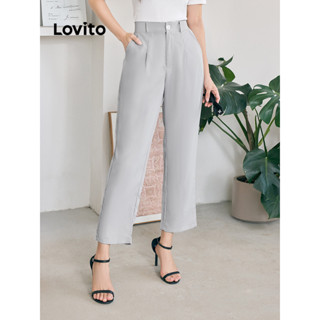  Quần Lovito trước có nút màu trơn phong cách thanh lịch cho nữ L95ED801 