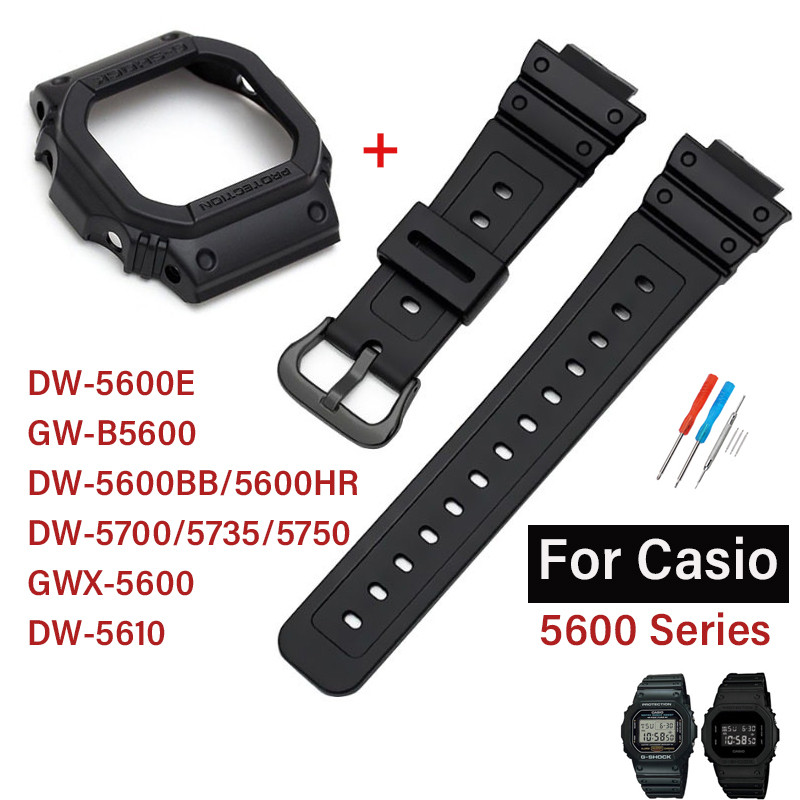 Bộ dây đeo đồng hồ silicon cho Casio G-shock 5600 Series GW-B5600 GWX-5600 DW-5600 / 5700 / 5735 / 5