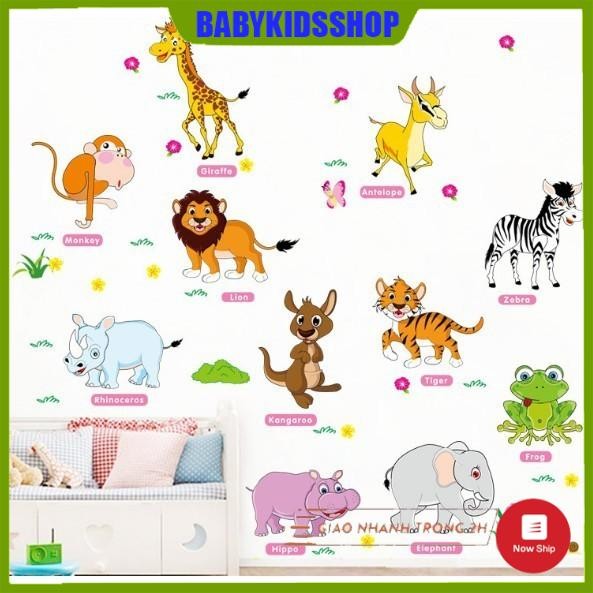 Decal dán tường thú rừng tiếng Anh