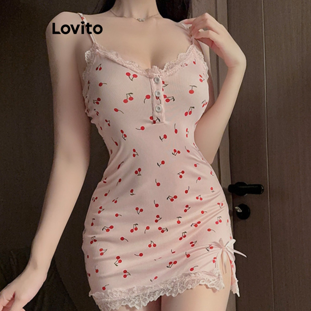 Lovito Váy ngủ họa tiết hoa Ditsy giản dị cho nữ LNE77394