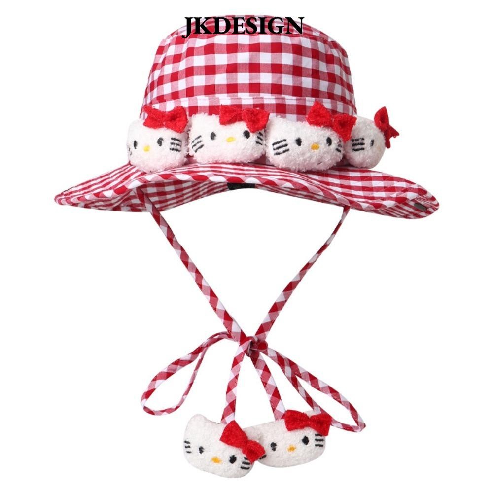 Jkdesign Hello Kitty Mũ ngư dân, Mũ chống nắng Hello Kitty thoáng khí, Mũ xô chống tia cực tím hoạt 