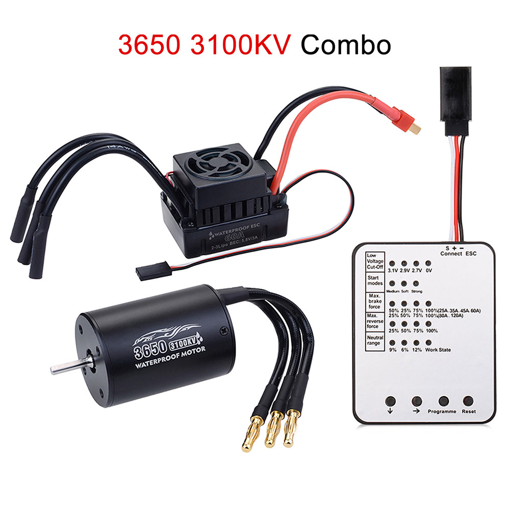 Cho 1 / 10 RC Ô Tô Xe Tải Chống Nước 3650 2300KV Động Cơ 60A Không Chổi Than ESC Combo Bộ Dụng Cụ Ch