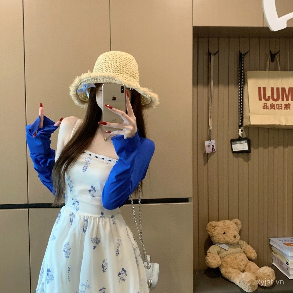 Short Skirt Thin Floral Cardigan Sun Protection Women's Floral Camisole Summer Slimming New Chinese 