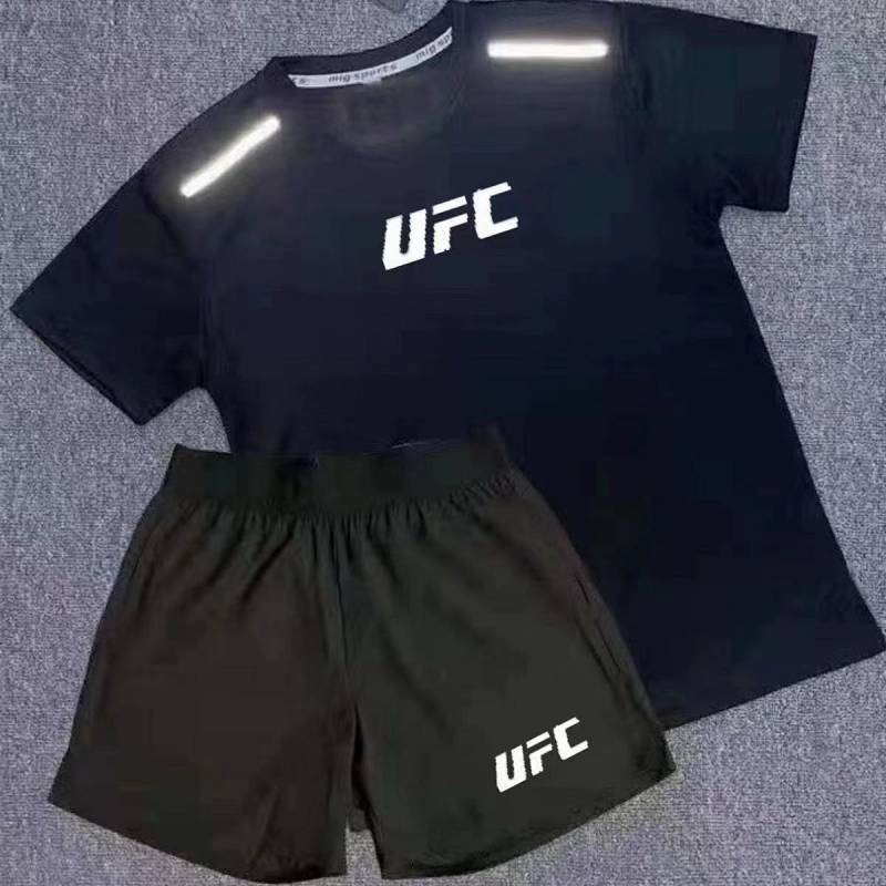 Summer UFC New Men's Quick-Drying Outfit Fitness Running Exercise T-shirt Shorts Short Sleeve Sweat-