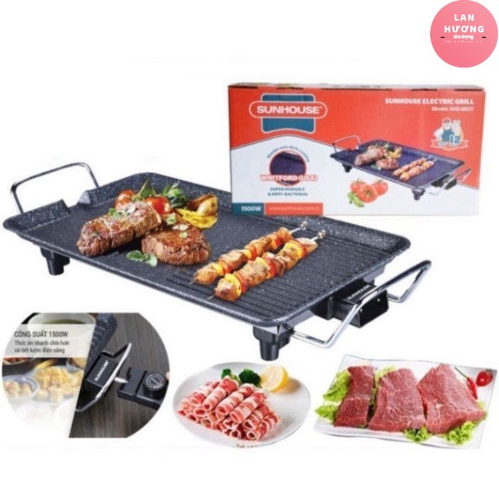 Bếp nướng điện  không khóI SHD4607 công suất 1500w 6 mức nhiệt, mặt tráng men chống dính.