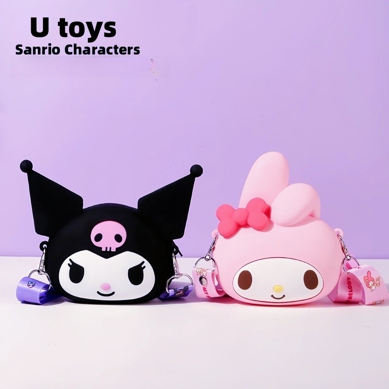 Túi đeo vai silicon Sanrio Kuromi & My Melody Kawaii - Ví đựng tiền xu Squishy dễ thương cho trẻ em,