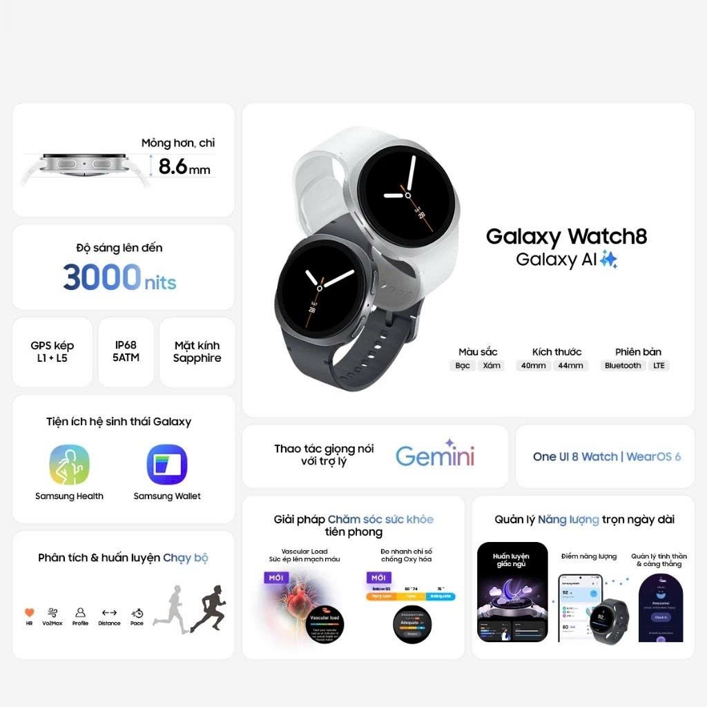 Watch8 - Đồng hồ thông minh Samsung Galaxy Watch8 40mm/44mm - Bluetooth/LTE | BigBuy360 - bigbuy360.vn