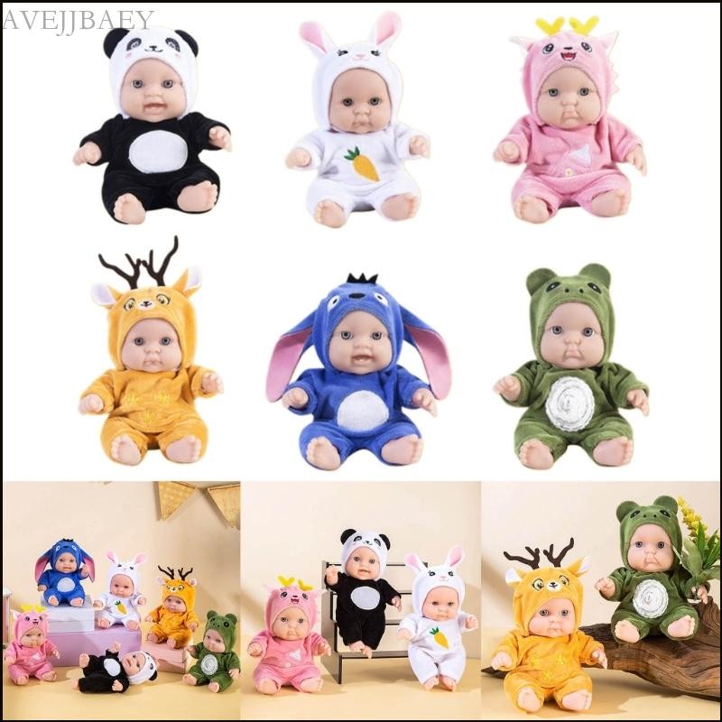 Quần áo búp bê Avejjbaey Búp bê mở mắt Búp bê mềm 8 Inch bằng silicon mềm có quần áo