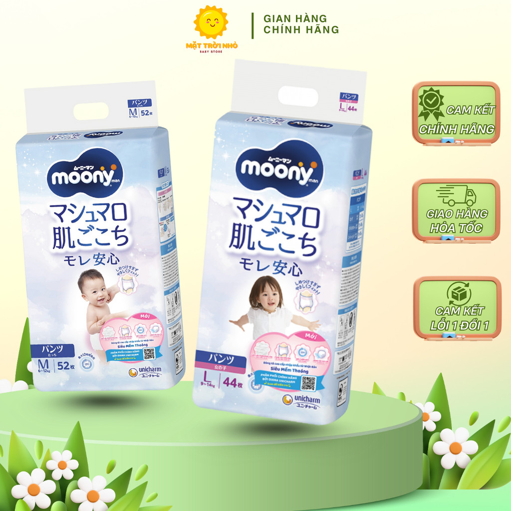 Bỉm Dán, Bỉm Quần Moony Xanh, Moony Blue Tiêu Chuẩn Chính Hãng – Êm Mềm, Thoáng Khí, Đủ Size Cho Bé