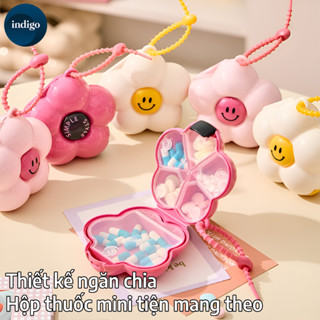 Hộp Đựng Thuốc Nắp Kín Chống Ẩm Hình Bông Hoa, Hộp thuốc mini, Lưu trữ các vật dụng nhỏ, chất liệu nhựa PP, Chống ẩm