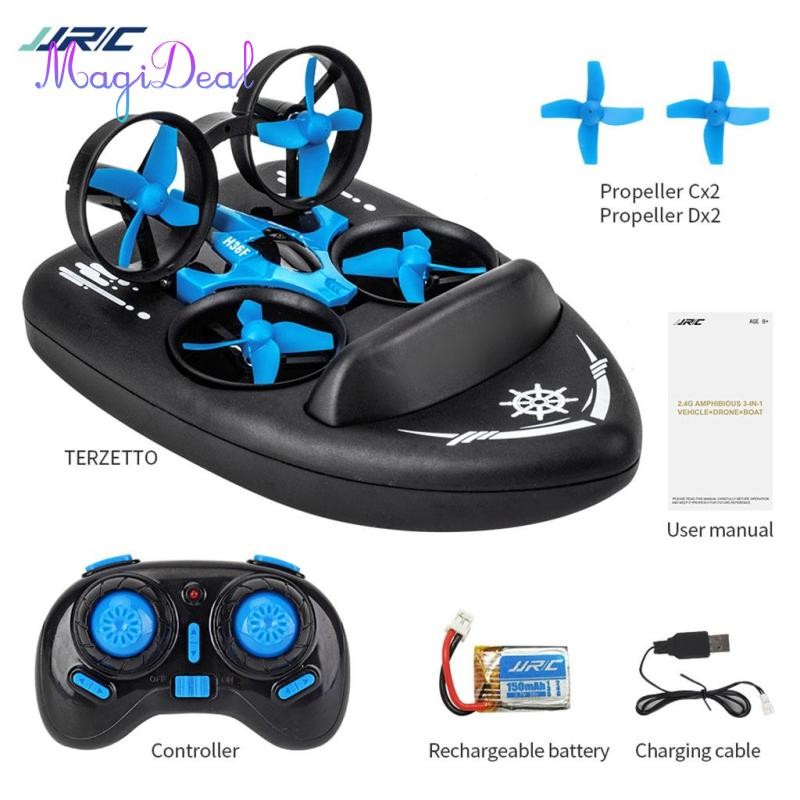 MagiDeal JJRC H36F 3 trong 1 Mini RC Drone Thuyền Đất Nước Không Khí Đồ Chơi Trẻ Em Quà Tặng Xe