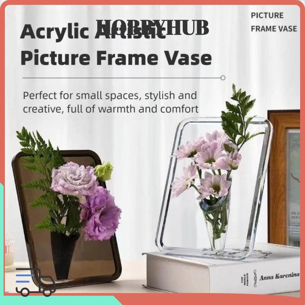 HOBBYHUB Hộp đựng hoa, Bình đựng khung ảnh Acrylic hoa tươi và khô, Bình hoa thủy canh trong suốt sáng tạo Trang trí nghệ thuật