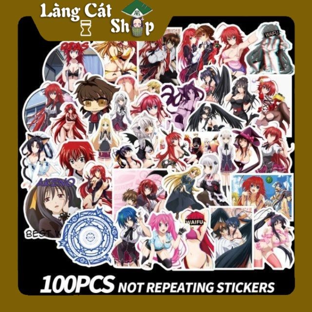 Miếng dán Sticker anime manga High School DxD trọn bộ 100 hình - In rõ ràng sắc nét khó tróc