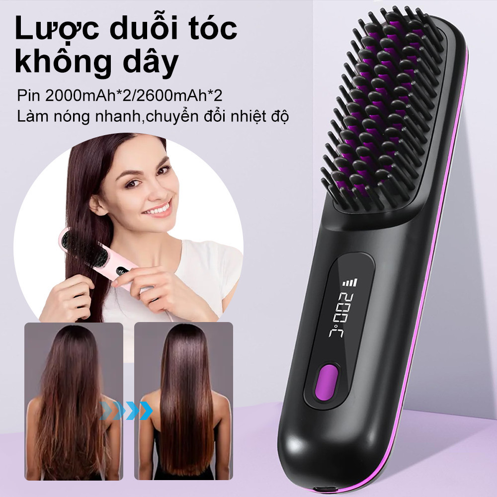 Lược Chải Tóc Điện Ion Âm Lược Duỗi Thẳng, Bảo Vệ Tóc Cao Cấp Với 50 Triệu Ion Âm