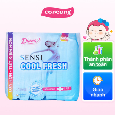 Băng vệ sinh Diana Sensi cool fresh siêu mỏng cánh (20 miếng)