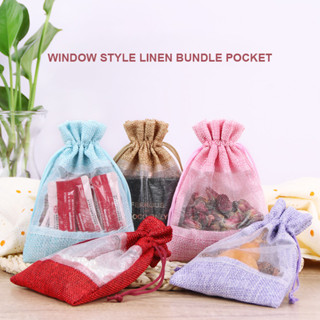 COD🏮🏮Túi vải dây rút có mặt lưới voan làm túi thơm đựng hạt cà phê đựng trang sức túi vải nhỏ dây rút nhiều màu