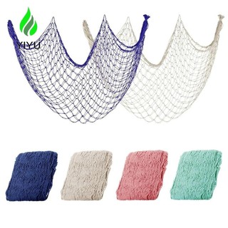 YIYU Lưới cá treo tường trang trí chủ đề biển 1x2M, dây bông đại dương, treo ảnh Fishnet, tiệc bãi biển