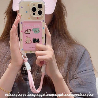 Ốp lưng voi mèo đen Happy Zoo dễ thương Tương thích cho IPhone 15 11 13 14 12 Pro Max XR 7Plus X XS Max 15 6s 6 8 7 Plus SE 2022 Vỏ đựng thẻ có dây buộc đôi sáng tạo