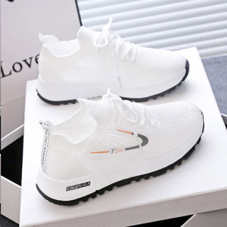 giày chạy bộ nữ bitis hunter Giày trắng đế dày nữ đế bằng dễ phối đồ mùa hè 2024 mẫu mới màu trắng đế mềm dệt thoi giày du lịch thoải mái