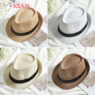 Xiantin Rơm Panama Mũ Unisex Đi Biển Rộng Vành Đầm Jazz Mũ