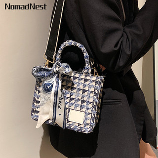 Túi xách nữ NomadNest thời trang phong cách mới kẻ sọc canvas túi đeo chéo cao cấp