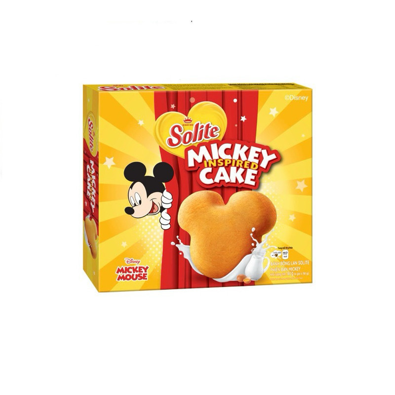 Bánh Bông Lan Solite Phiên Bản Mickey hộp 180g (6 gói x 30g) (Date mới)