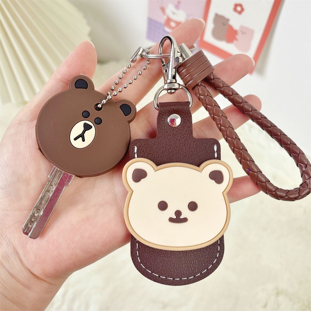 Cặp đôi chìa khóa đầu Vòng Tay Chống mất hình chữ nhật nfc xe điện thẻ ra vào xe buýt hình tròn gấu 