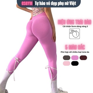 Quần tập gym nữ cạp cao, viền chun MITAOCSGYM MS1081, quần legging thể thao nữ, vải dệt kim poly trơn thoáng khí