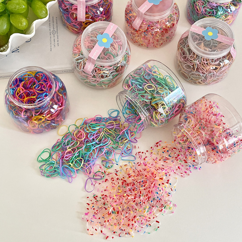 Bộ dây cao su nhỏ màu kẹo dopamine Hàn Quốc đóng hộp phụ kiện tóc dùng một lần dành cho tóc trẻ em và bé gái