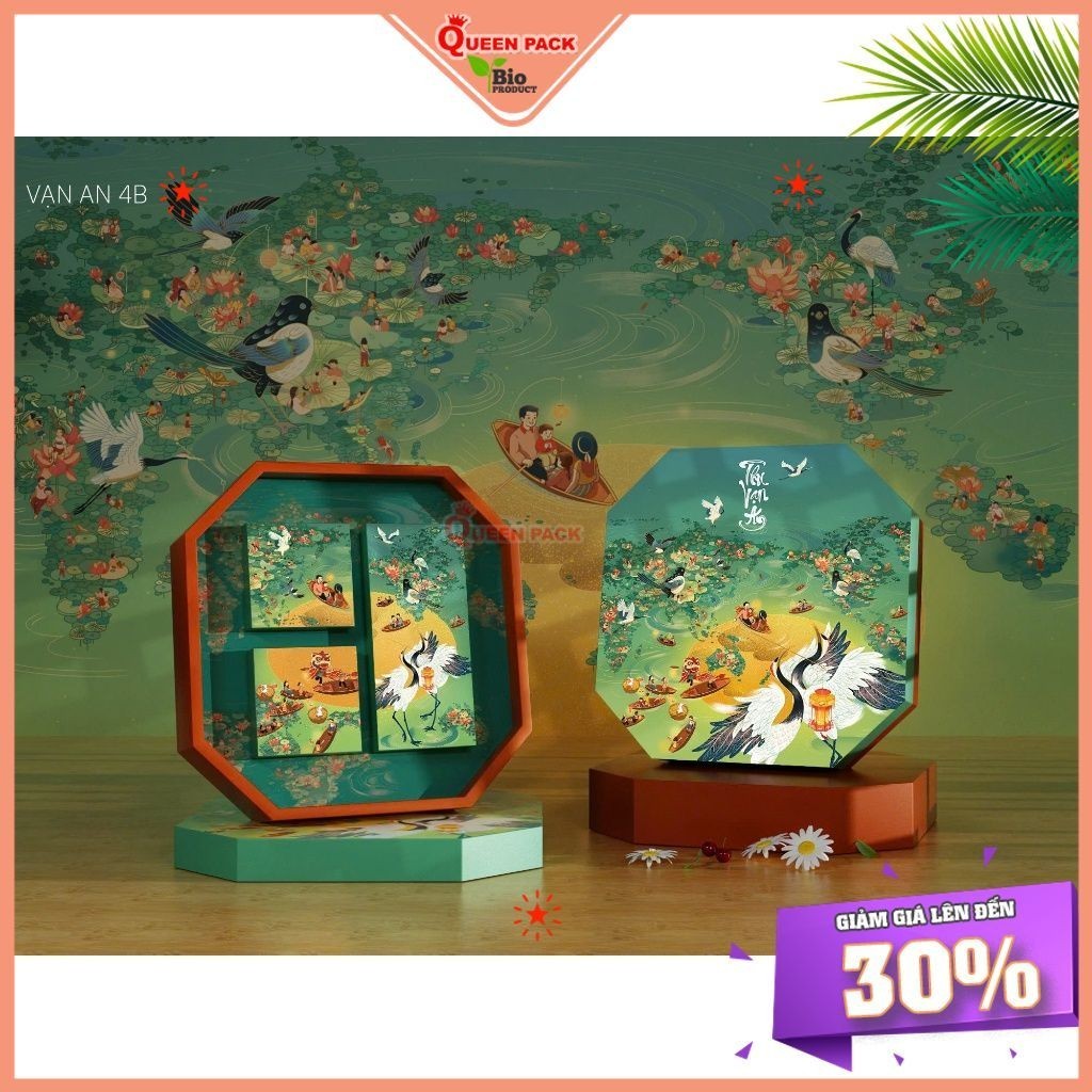 Hộp Đựng Bánh Trung Thu Bách Hợp/ Bạch Dương/ Cúc Đông Các Queen Pack Loại 2 Và 4 Bánh Dùng Biếu Tặng Cao Cấp