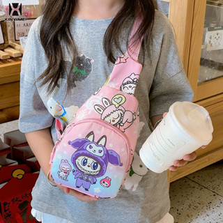XINYIMEI Túi đeo ngực trẻ em POP MART LABU mới phụ kiện hoạt hình túi đeo vai thời trang